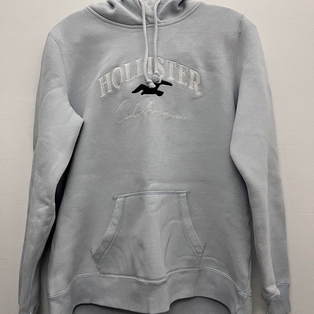 Hollister Men’s Hoodie Fleece Lined Embroidered Sweatshirt Blue Large NWT